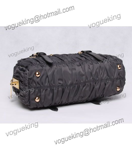 Prada Gaufre Fabric Top Handle Handbag Grey-3