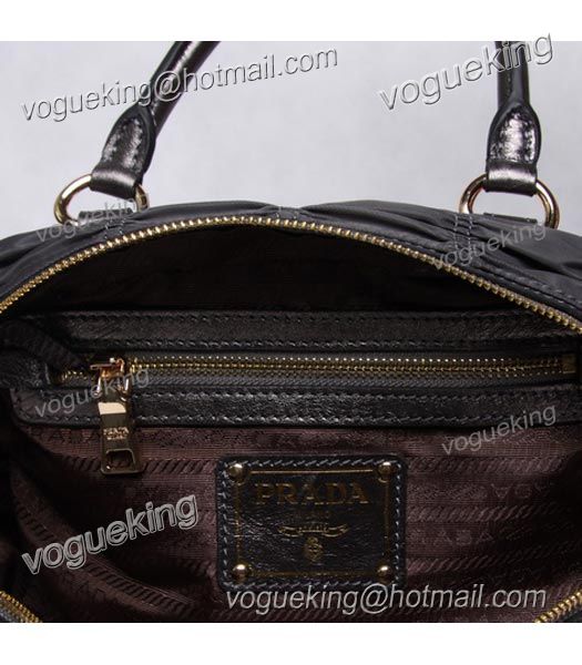 Prada Gaufre Fabric Top Handle Handbag Grey-5