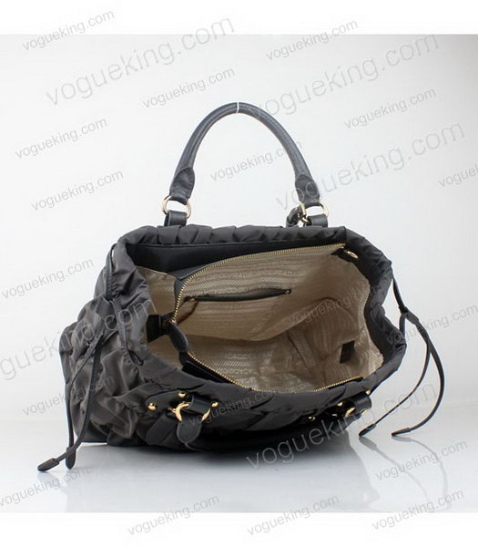 Prada Gaufre Fabric With Lambskin Leather Medium Tote Bag Grey-5