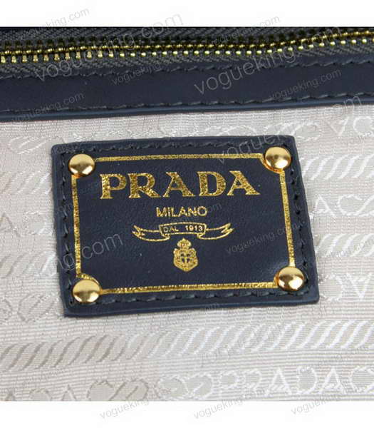 Prada Gaufre Fabric With Lambskin Leather Medium Tote Bag Grey-6