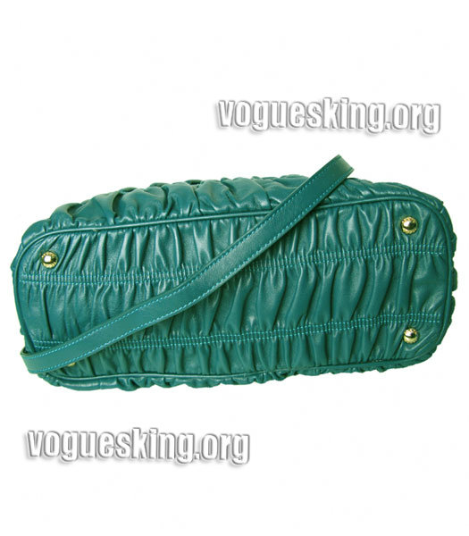 Prada Gaufre Green Lambskin Leather Tote Bag-5