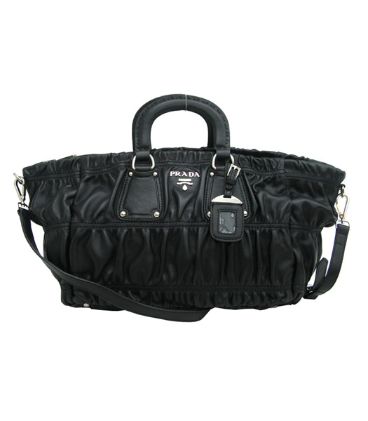 Prada Gaufre Nappa Leather Tote Bag in Black