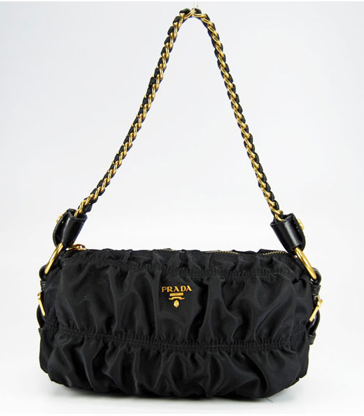 Prada Gaufre Nylon Shoulder Bag in Black