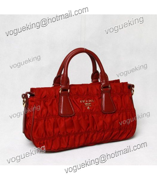 Prada Gaufre Nylon With Red Leather Top Handle Bag-1