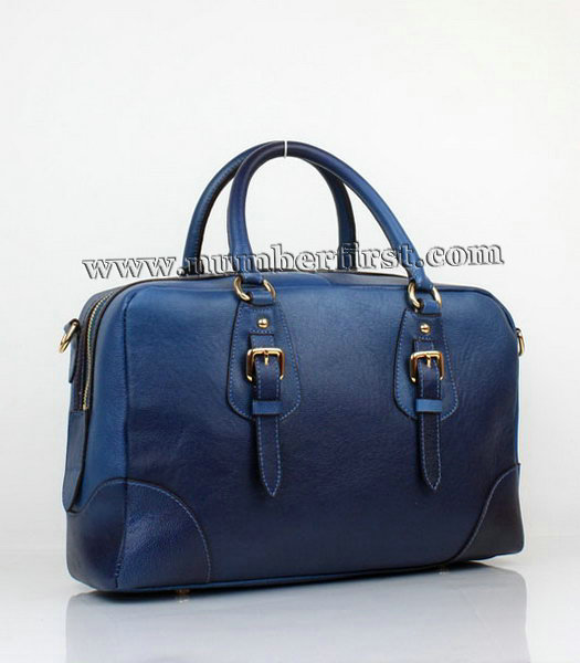 Prada Graded Blue Leather Handle Bag-2