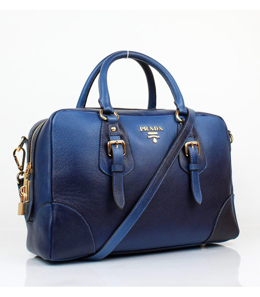 Prada Graded Blue Leather Handle Bag