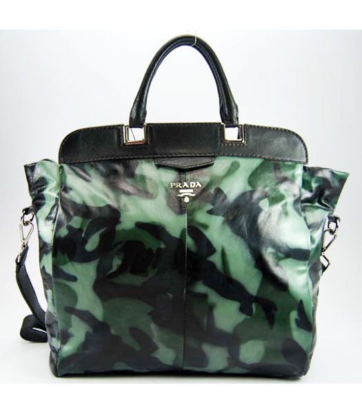 Prada Green Leather Tote Bag