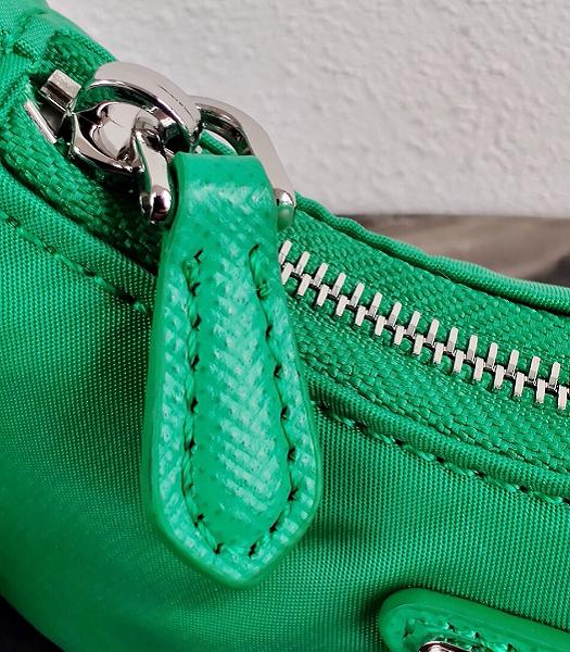 Prada Green Nylon With Original Leather Mini Hobo Bag-3