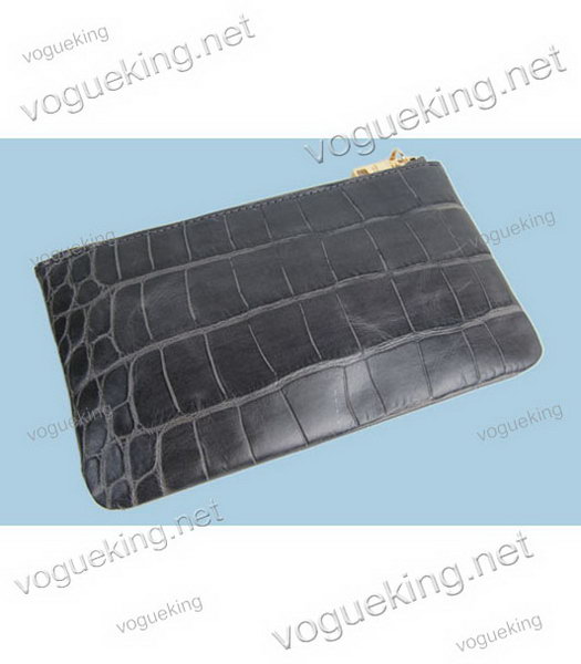 Prada Grey Croc Veins Leather Ziper Clutch-1