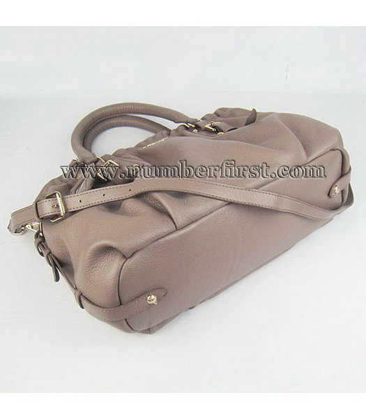 Prada Grey Leather Tote Shoulder Bag-3