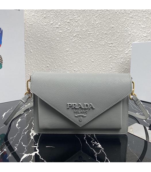 Prada Grey Saffiano Cross Veins Leather Mini Shoulder Bag
