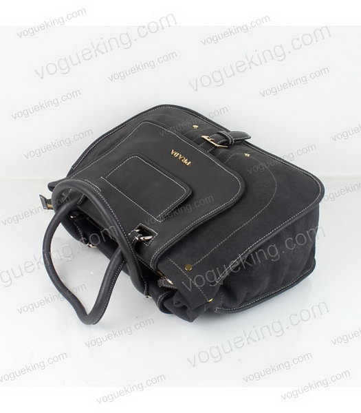 Prada Grey Suede And Napa Leather Top Handle Bag-2