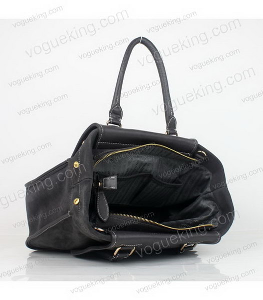 Prada Grey Suede And Napa Leather Top Handle Bag-4