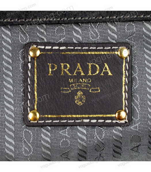 Prada Grey Suede And Napa Leather Top Handle Bag-5