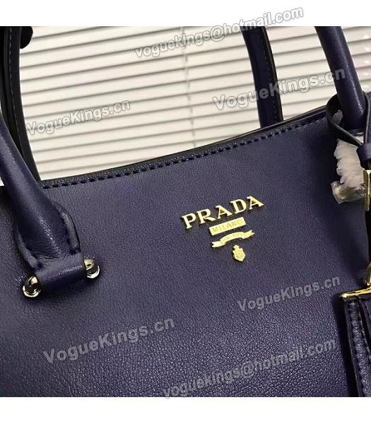Prada Hot Sale Original Dark Blue Leather Handle Bag-1