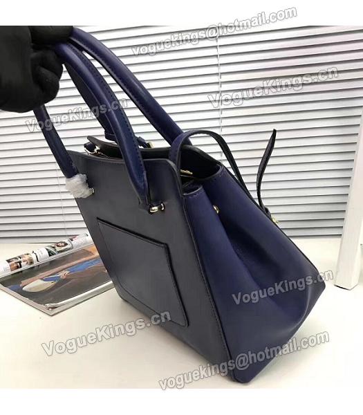 Prada Hot Sale Original Dark Blue Leather Handle Bag-4
