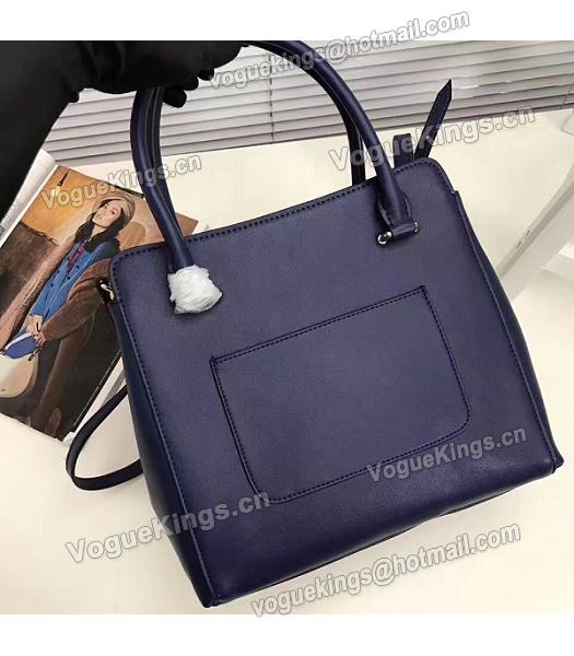 Prada Hot Sale Original Dark Blue Leather Handle Bag-5