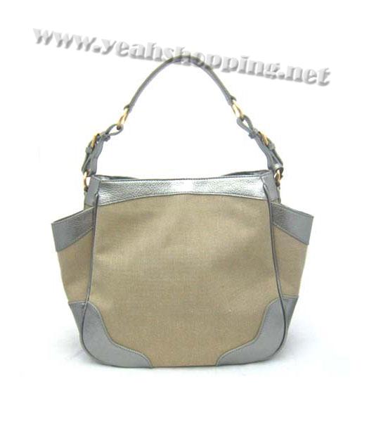 Prada Jacquard Canvas Shoulder Bag with Silver Leather_BR3793S-1
