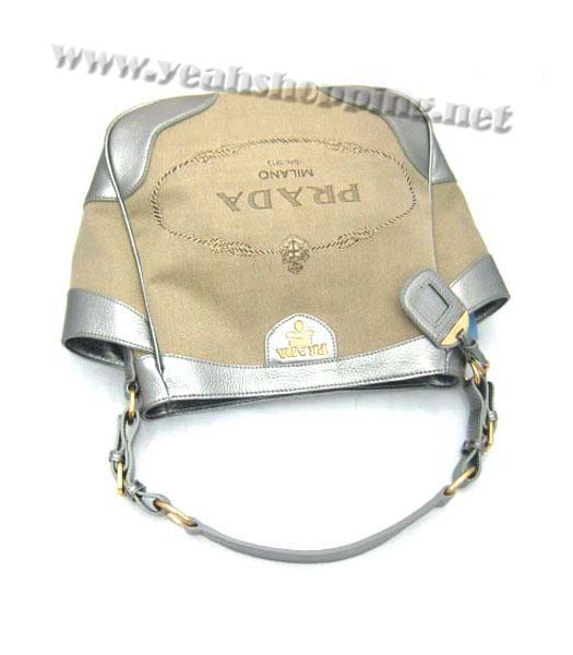 Prada Jacquard Canvas Shoulder Bag with Silver Leather_BR3793S-3