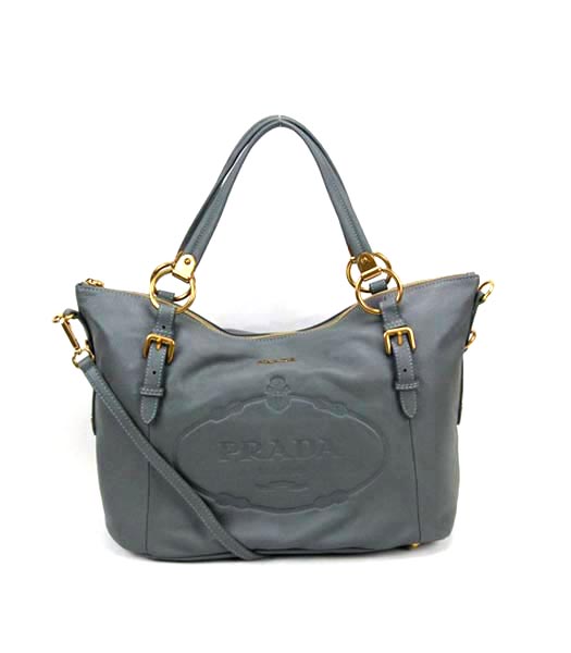 Prada Jacquard Hobo Nappa Bag in Dark Grey Leather