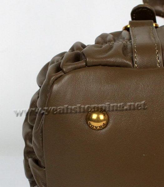 Prada Lambskin Wrinkle Tote Bag Khaki-5