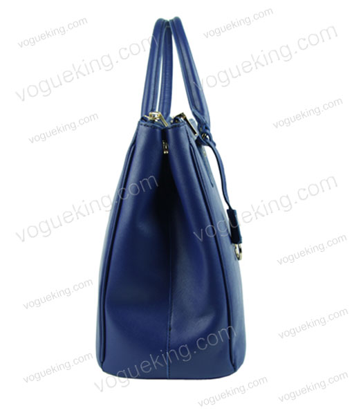 Prada Large Saffiano Blue Calfskin Leather Tote Handbag-5