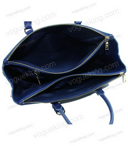 Prada Large Saffiano Blue Calfskin Leather Tote Handbag-6