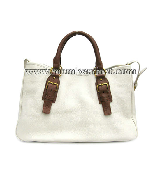 Prada Large Tote Bag Offwhite_Coffee Leather_BR4089-1