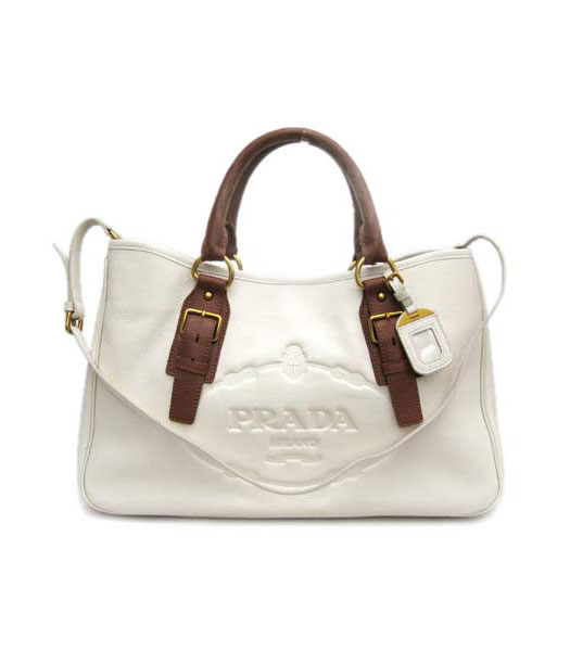 Prada Large Tote Bag Offwhite Leather_BR4089