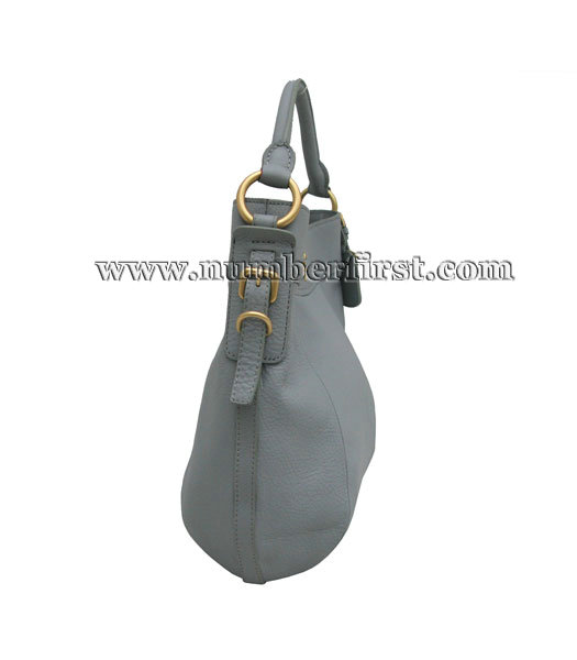 Prada Leather Shoulder Bag Grey-2