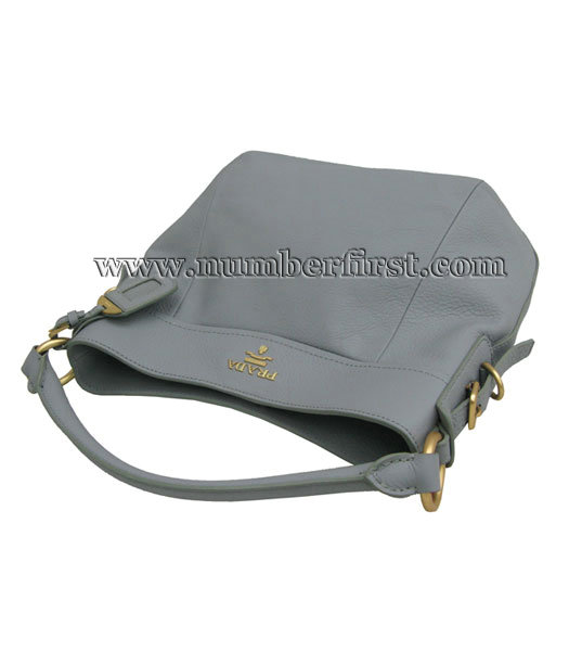 Prada Leather Shoulder Bag Grey-3