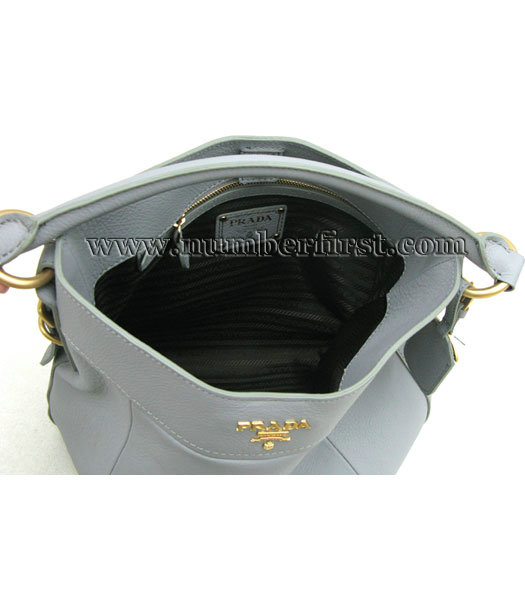 Prada Leather Shoulder Bag Grey-5