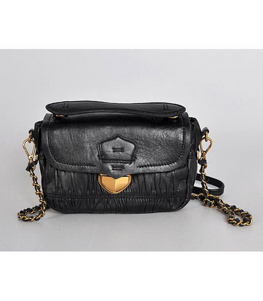 Prada Leather Wrinkled Shopper Bag Black