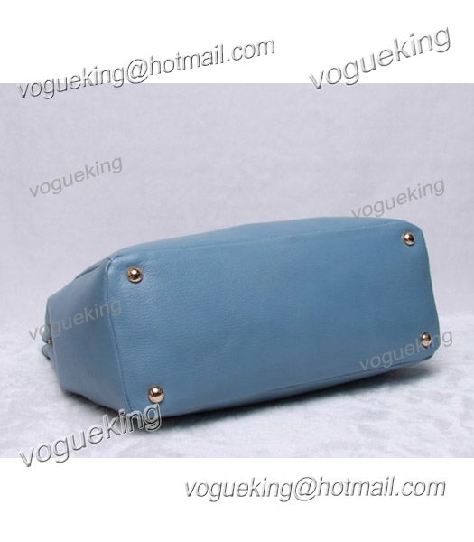 Prada Light Blue Leather Shopping Tote Bag-3