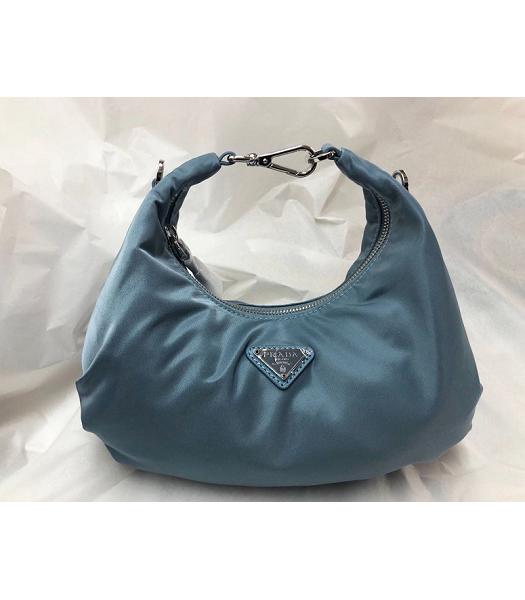 Prada Light Blue Nylon With Original Leather Cloud Hobo Bag