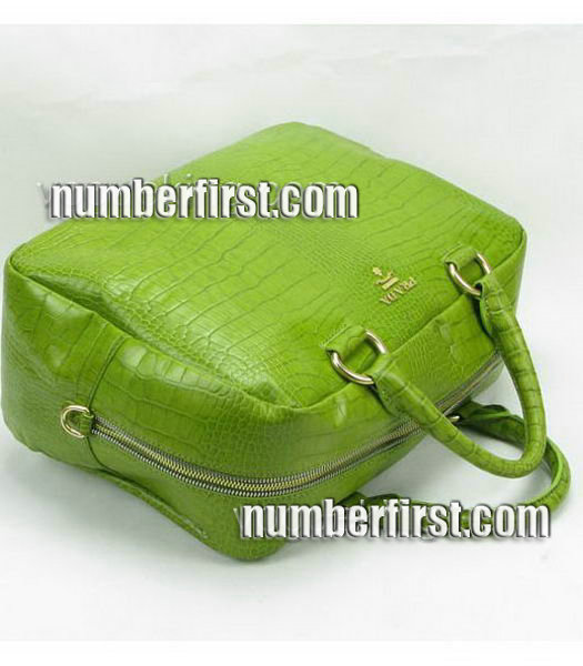 Prada Light Green Croco Veins Tote Bags -3