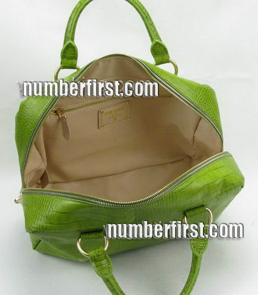 Prada Light Green Croco Veins Tote Bags -4