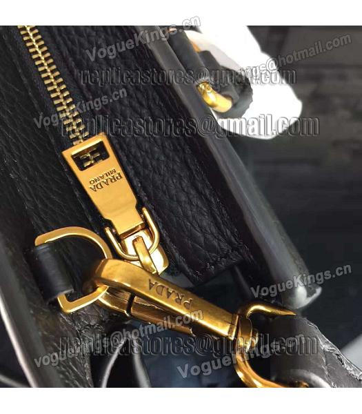 Prada Litchi Veins Calfskin Leather Shoulder Bag Black-5