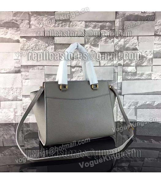 Prada Litchi Veins Calfskin Leather Shoulder Bag Grey-1