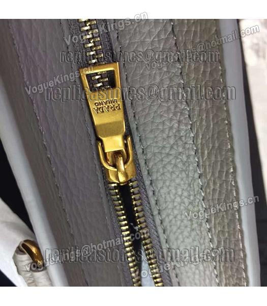 Prada Litchi Veins Calfskin Leather Shoulder Bag Grey-4