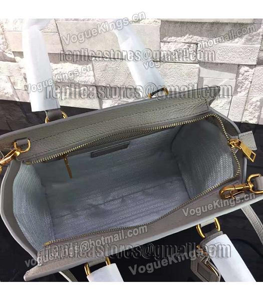 Prada Litchi Veins Calfskin Leather Shoulder Bag Grey-5