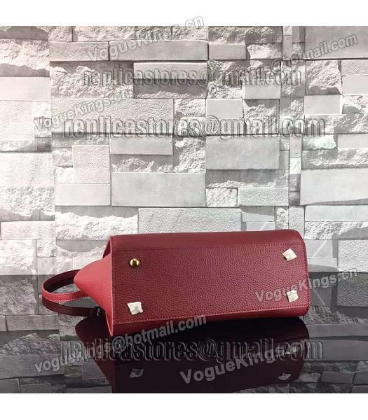 Prada Litchi Veins Calfskin Leather Shoulder Bag Jujube Red-2