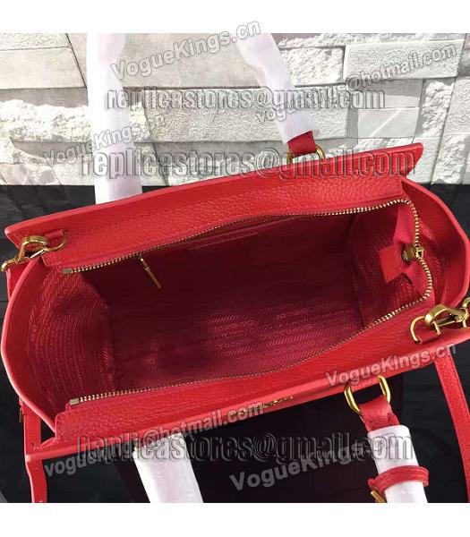 Prada Litchi Veins Calfskin Leather Shoulder Bag Red-6