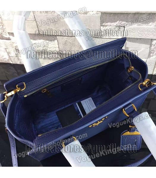 Prada Litchi Veins Calfskin Leather Shoulder Bag Sapphire Blue-4
