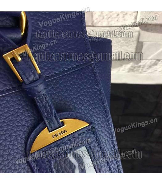 Prada Litchi Veins Calfskin Leather Shoulder Bag Sapphire Blue-6