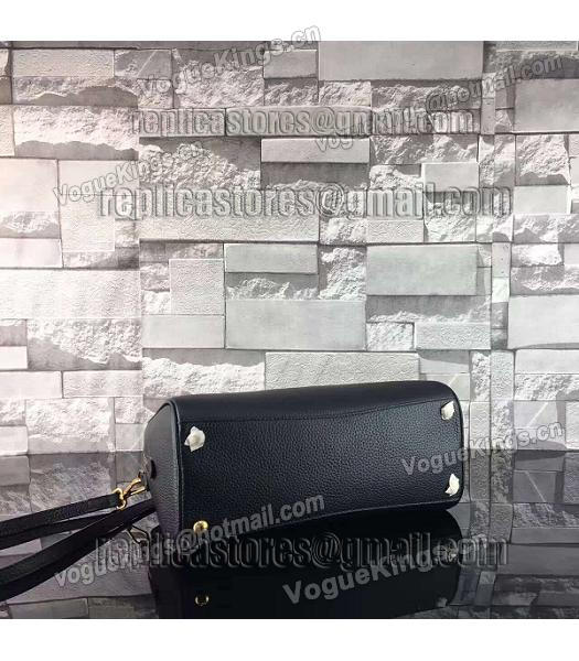 Prada Litchi Veins Calfskin Leather Small Tote Bag Black-3