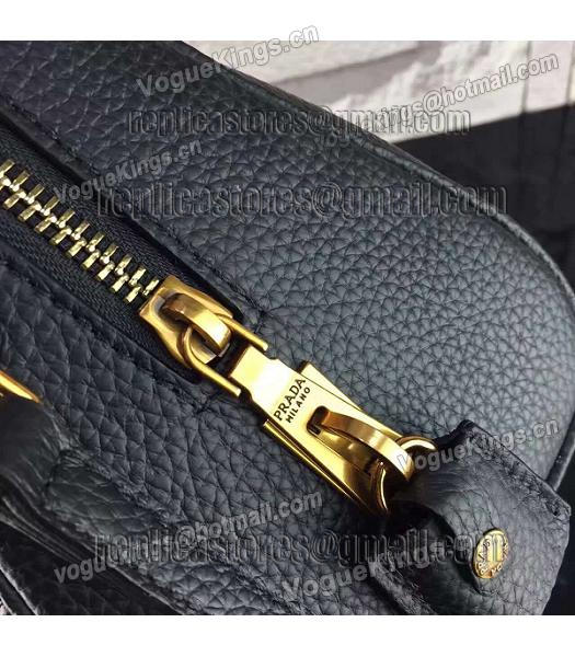 Prada Litchi Veins Calfskin Leather Small Tote Bag Black-4