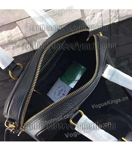 Prada Litchi Veins Calfskin Leather Small Tote Bag Black-6