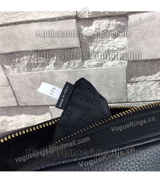 Prada Litchi Veins Calfskin Leather Small Tote Bag Black-7
