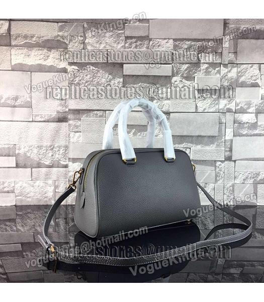 Prada Litchi Veins Calfskin Leather Small Tote Bag Dark Grey-2